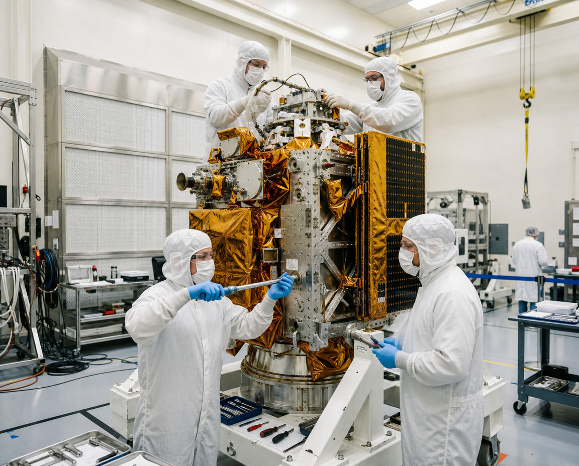 Spacecraft hardware integration in NASA cleanroom