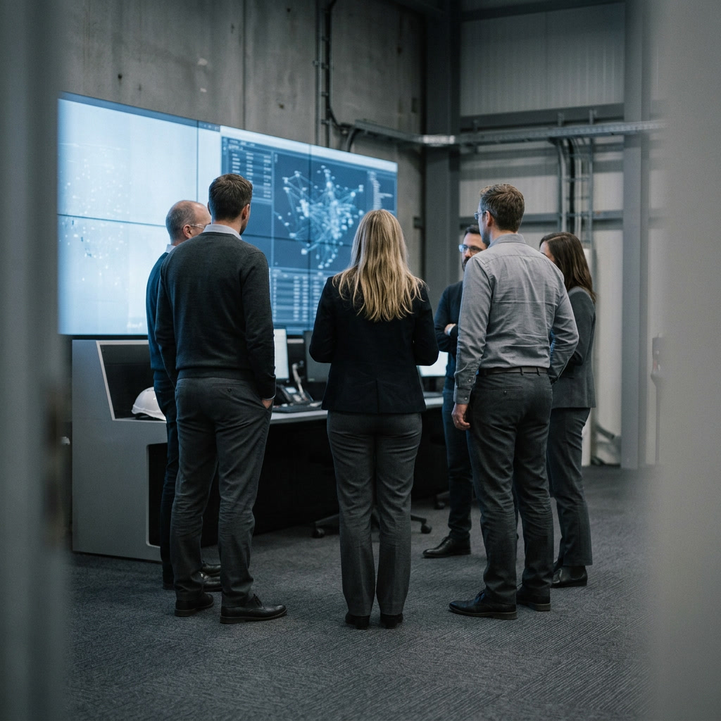 Wind tunnel test section with aerospace model and monitoring equipment